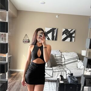 SHEIN Black Cutout Mini Dress